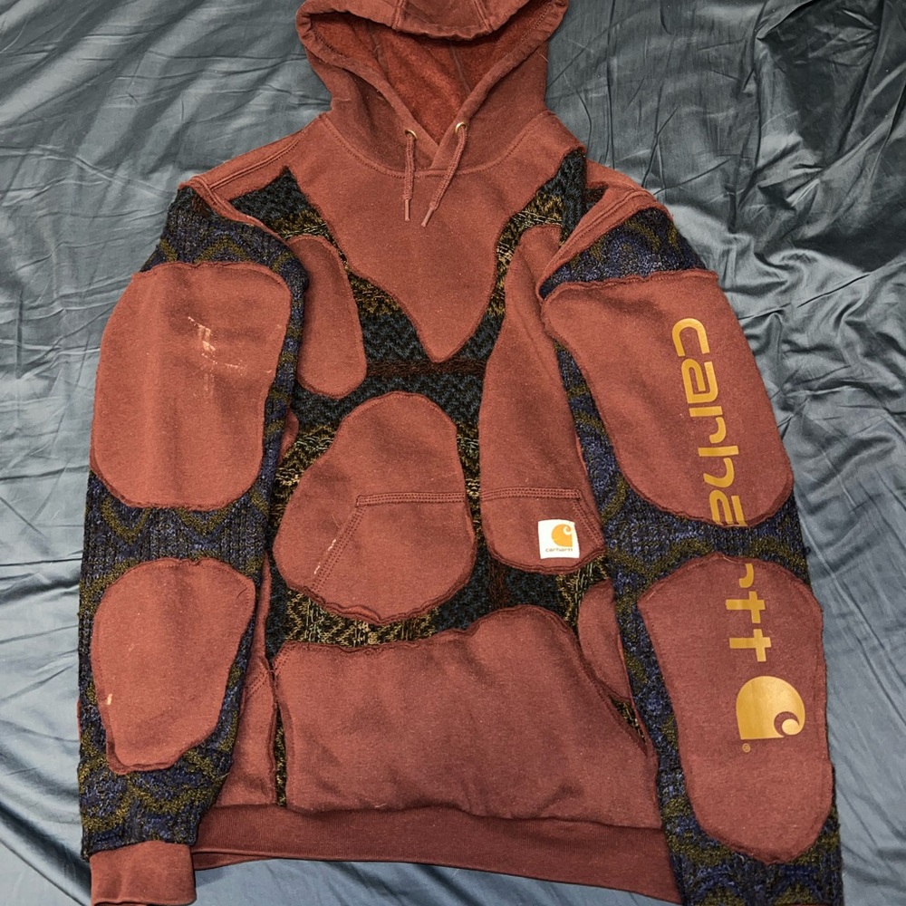 Carhartt Brown Patchwork Sweater with Hood